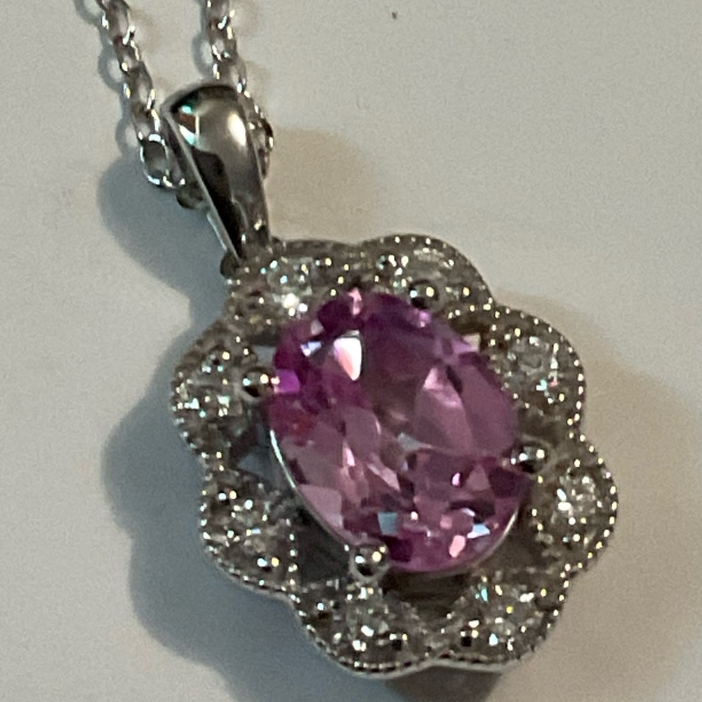 Pink Sapphire & Diamond Necklace